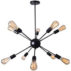 Chandeliers 10 Lights Modern Pendant Lighting Industrial Vintage Ceiling Light Fixture for Kitchen Dining Room Living Room (Black）