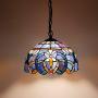 Tiffany Hanging Light W12H32 Inch Blue Purple Cloudy Stained Glass Pendant lamp 1E26 S558 WERFACTORY Series Lamps Chandelier Ceiling Fixture Kitchen Island Bar Hallway Living Room Dining Room Loft