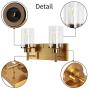 Brass Wall Sconce 2 Light, Bathroom Vanity Light Fixtures Over Mirror Modern Sconces Wall Lighting Gold for Hallway Bedroom Living Room Kitchen with Clear Glass Shade