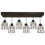 West Ninth Vintage Fayette Wood Pendant Chandelier Light - Farmhouse Rustic Lighting for Kitchen Island - Dining Room - Bar - Industrial - Billiard Table - Edison Cages - Six Pendants - Jacobean