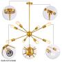 Modern Sputnik Chandeliers 8 Lights - Mid-Century Industrial Brushed Brass Light Fixture for Kitchen Living Room,Dining Room, Restaurant