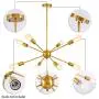 Modern Sputnik Chandeliers 8 Lights - Mid-Century Industrial Brushed Brass Light Fixture for Kitchen Living Room,Dining Room, Restaurant