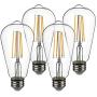 ST64 Dusk to Dawn Light Sensor LED Bulb,Photocell Edison Vintage Filament Lamp,6W 60W Equivalent,E26 2700K,650 Lumens,Auto On/Off,Indoor Outdoor Lighting Lamp for Porch,Garage,4 Pack