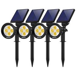 Nekteck 4 Pack Solar Lights,2-in-1 Outdoor Solar Spotlights Powered Adjustable Wall Light Landscape Lighting,Bright and Dark Sensing,Auto On/Off for Yard, Pathway, Walkway, Garden, Driveway