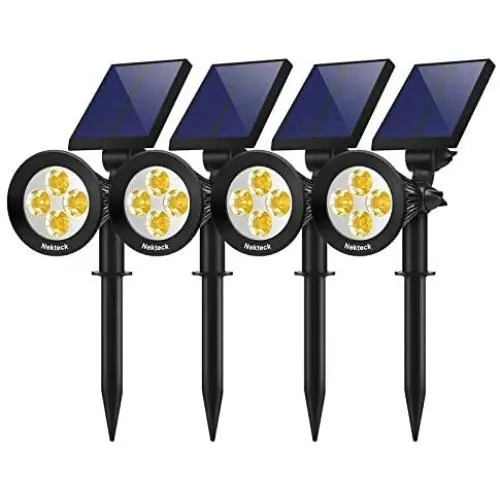 Nekteck 4 Pack Solar Lights,2-in-1 Outdoor Solar Spotlights Powered Adjustable Wall Light Landscape Lighting,Bright and Dark Sensing,Auto On/Off for Yard, Pathway, Walkway, Garden, Driveway Nekteck 4 Pack Solar Lights,2-in-1 Outdoor Solar Spotlights Powered Adjustable Wall Light Landscape Lighting,Bright and Dark Sensing,Auto On/Off for Yard, Pathway, Walkway, Garden, Driveway