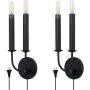 VILUXY Industrial Wall sconces Retro Bedside Wall Sconce Plug-in Cord with Switch Lighting Fixture Black Wall Lamp for Bedroom, Hallway, Entryway, Passway, Dining Room 2 Pack