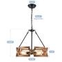 Bribyit Farmhouse Wood Drum Chandeliers for Dining Rooms Hand-Painted Antique Finish, Antique Wood and Metal Chandelier Ceiling Pendant Light 4 Candle Holder Lights