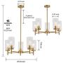 VINLUZ Contemporary 5 Light Large Brass Chandelier Lighting Modern Clear Glass Shades Pendant Lamp Brushed Brass Rustic Dining Room Lighting Fixtures Hanging Adjustable Wire Semi Flush Ceiling Lights