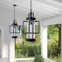 MOTINI 1-Light Outdoor Pendant Light Fixtures Industrial Style Large Single Outdoor Hanging Light in Oil Rubbed Bronze Finish with Water Glass Shade 26.5x10x10 Inch (Bulb Included)