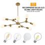 8 Lights Sputnik Chandelier Gold Pendant Lighting Mid-Century Vintage Ceiling Fixture Hanging Lamps for Dining Room Kitchen Island Bedroom Living Room