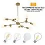 8 Lights Sputnik Chandelier Gold Pendant Lighting Mid-Century Vintage Ceiling Fixture Hanging Lamps for Dining Room Kitchen Island Bedroom Living Room