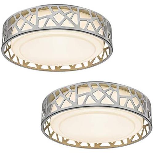 Flush Mount Ceiling Light, VICNIE 12 Inch Dimmable LED Hallway Light Fixtures Ceiling, 15W 1100 Lumens 3000K Warm White, ETL Listed,Brush Nickel Fihished,Metal Body and Acrylic Lampshade