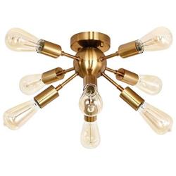 bgLight 8-Light Sputnik Chandeliers, Semi Flush Mount Chandeliers Modern Ceiling Light Fixture for Kitchen Dining Room Living Room Bedroom Entryway Hallway,Antique Brass