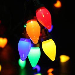 C7 Bulbs Christmas Lights - HAYATA 50 LED 24ft Strawberry String Light - Fairy Lighting for Outdoor, Indoor, Garden, Yard, Party, Home, Wreath, Garland, Christmas Tree Decorations (Multi Color)