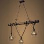 BAYCHEER Multi-Light Natural Rope Pendant Lights Chandelier Celling Lamp Hanging Light Fixture with Cage Guard for Indoor Warehouse Barn in Dark Bronze use 3 E26 Bulbs