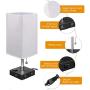 KINGSO USB Table Lamp Bedside Table Lamp with 2USB Charging Ports and Outlet, 3 ON/Off Switch Settings for Bedroom, Living Room, Office (Bulb Not Included)