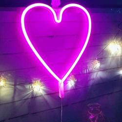 Neon Light,LED Heart Sign Shaped Decor Light,Wall Decor for Valentines Day,Birthday Party,Kids Room, Living Room, Wedding Party Decor (Pink)