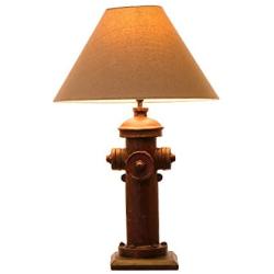 Farmhouse Table Lamp with Burlap Shade Rustic Hydrant Beside Table Lamp for Living Room - Perfect for Boys Bedroom,21.65'' High