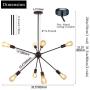 CLAIRDAI Sputnik Chandeliers 8 Lights Chandelier Modern Pendant Lighting Mid Century Sputnik Chandeliers Industrial Vintage Ceiling Light Fixture for Kitchen Living Room Hotel Bar, Black