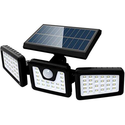 SEFON Solar Lights Outdoor with Motion Sensor, 3 Heads Security Lights Adjustable 70LED Flood Lights Outdoor Spotlights 360° Rotatable IP65 Waterproof Wireless Wall Lights for Porch Yard Garage, 1 Pc