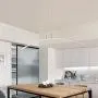 LAKIQ Modern Linear Dimmable LED Hanging Chandelier Light Fixture Dining Room Remote Control Ultra-thin Acrylic LED Pendant Lighting for Kitchen Island Dining Table Living Room(White,Stepless Dimming)