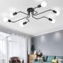 ZEEFO Flush Mount Ceiling Light Modern Art Vintage Sputnik Design Chandelier Metal Black Industrial Lighting Fixtures with 6 Lights E26 Bulb Base Suitable for Kitchen,Dining Room, Bedroom