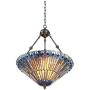 Peacock Glass Bronze Tiffany Pendant Chandelier 20'' Wide Modern Stained Glass 3-Light Fixture for Dining Room House Foyer Kitchen Island Entryway Bedroom Living Room - Robert Louis Tiffany