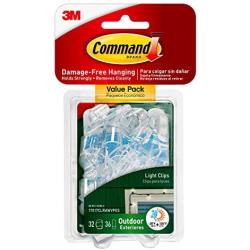 Command 17017CLRAWVPES Outdoor Light Clips, 32 clips, 36 strips