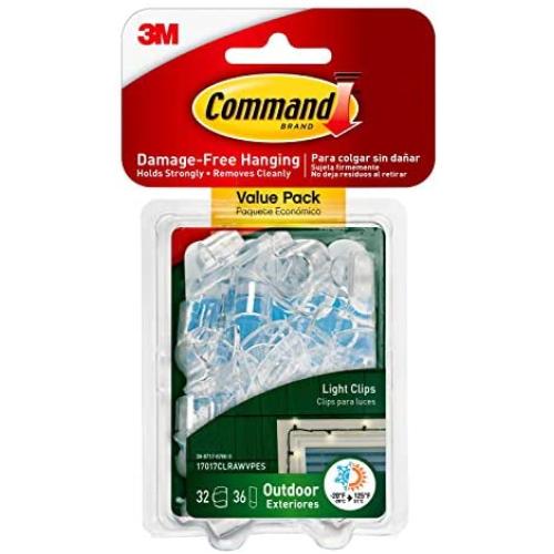 Command 17017CLRAWVPES Outdoor Light Clips, 32 clips, 36 strips