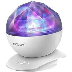 SOAIY Rotation Sleep Soothing Color Changing Aurora Night Light Projector with Build-in Speaker, Relaxing Light Show, Mood Light for Baby Nursery, Adults and Kids Bedroom, Living Room (White)