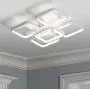 Leniure White Square LED Light Ceiling Lamp Chandelier Lighting Fixture 18'' Wide 18'' Deep 6'' High, Dimmiable