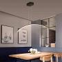 LAKIQ Modern Linear LED Hanging Chandelier Light Fixture Dining Room Ultra-Thin Acrylic LED Pendant Lighting for Kitchen Island Dining Table Living Room(Black,Warm Light)