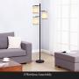 Brightech Liam - Asian Lantern Shade Tree LED Floor Lamp - Tall Free Standing Pole with 3 LED Light Bulbs - Contemporary Bright Reading Lamp for Living Room, Office - Black