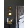 BOKT Glass Wall Sconces Modern Gold Wall Lamp Mid-Century Wall Mount Light Fixture with Glass Globe Shade, Water Drop Wall Light for Bedroom Bedsides (Hardwire)