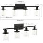 Pathson Vintage Bathroom Vanity Light Fixtures, 4-Light Wall Sconce Lighting with Clear Glass Shade, Industrial Wall Mount Lamps for Bathroom Kitchen Living Room