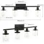 Pathson Vintage Bathroom Vanity Light Fixtures, 4-Light Wall Sconce Lighting with Clear Glass Shade, Industrial Wall Mount Lamps for Bathroom Kitchen Living Room Pathson Vintage Bathroom Vanity Light Fixtures, 4-Light Wall Sconce Lighting with Clear Glass Shade, Industrial Wall Mount Lamps for Bathroom Kitchen Living Room