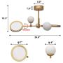 Joyxeon Modern Sputnik Chandelier 5 Light, Mid Century Frosted Glass Globe Pendant Lighting, DNA Satin Brass Ceiling Light Fixture for Living Room Low Ceiling Bedroom- with LED Neutral White 3350Lm