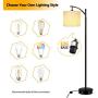 Lakumu Floor Lamp for Living Room, Modern Standing Lamp with Cream Color Fabric Lampshade for Bedroom, Office, Hotel ,Study Room with Floor Switch- E26 Medium Edison Lamp Base.