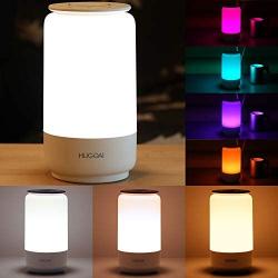 LED Lamps for Bedroom, HugoAi Bedside Lamp, Tunable Warm to Cool White Lights, Dimmable Brightness and RGB Color Changing Table Lamps, Night Light Mode, White