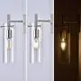 KRASTY 1 Light Modern Brushed Nickel Glass Wall Sconces Lighting Metal Wall Sconce,Clear Glass Wall Mount Light Decor,Wall Lamp Fixture for Living Room Bedroom Bathroom Hallway
