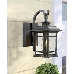 Eapudun Outdoor Wall Mount Light | Modern Exterior Porch Lantern Light Fixture, Matte Black Die-cast Aluminum Finish with Clear Glass, WLA1300-MBK