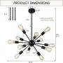 Weesalife Sputnik Chandeliers Antique 12-Lights Mid Century Pendant Lighting Matte Black Industrial Retro Adjustable Hanging Light Fixture for Living Room, Dining Room, Kitchen, Loft, Farmhouse