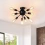 Semi Flush Mount Ceiling Light with 8 Light, Modern Black Sputnik Chandelier with E26 Base, Industrial Vintage Ceiling Lamp Fixture for Bedroom Kitchen Entryway Hallway Semi Flush Mount Ceiling Light with 8 Light, Modern Black Sputnik Chandelier with E26 Base, Industrial Vintage Ceiling Lamp Fixture for Bedroom Kitchen Entryway Hallway