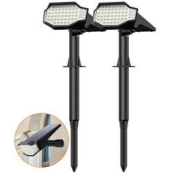 Solar Lights Outdoor 66LED, [2200mAh Super Bright] Solar Powered Landscape Spotlights 2-in-1 Waterproof Security Wall Lights 3 Modes Solar Landscaping Lighting for Yard Garden Driveway Patio(2 Pack)