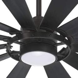 Minka Aire F870L-TCL Windmolen - 65 Inch Outdoor Smart Ceiling Fan with Light Kit, Textured Coal Finish with Textured Coal Blade Finish