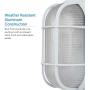 NOMA Outdoor Bulkhead Light | Marine Style Light | Waterproof Outdoor Wall Lantern | White Oval Shaped Light with Bevelled Glass Panels