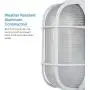 NOMA Outdoor Bulkhead Light | Marine Style Light | Waterproof Outdoor Wall Lantern | White Oval Shaped Light with Bevelled Glass Panels