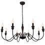 8 Lights Black Chandeliers Farmhouse Industrial Classic Candle Ceiling Rustic Pendant Lights Fixture for Dining Living Room Bedroom Kitchen Island Hanging Lighting