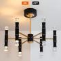 Joyxeon Modern 12-Light Black Chandelier, LED Pendant Lighting, Gothic Dining Room Chandeliers, Post Flush Mount Ceiling Light Fixture for Living Room Kitchen Bedroom Entryway, 3000K High Brightness