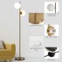 Tangkula Mid Century Globe Floor Lamp with 2 LED Bulbs for Living Room, Frosted Glass Lamp with Foot Switch, Modern Tall Pole Standing Light for Home Office, Indoor Sphere Floor Lamp (Antique Brass)